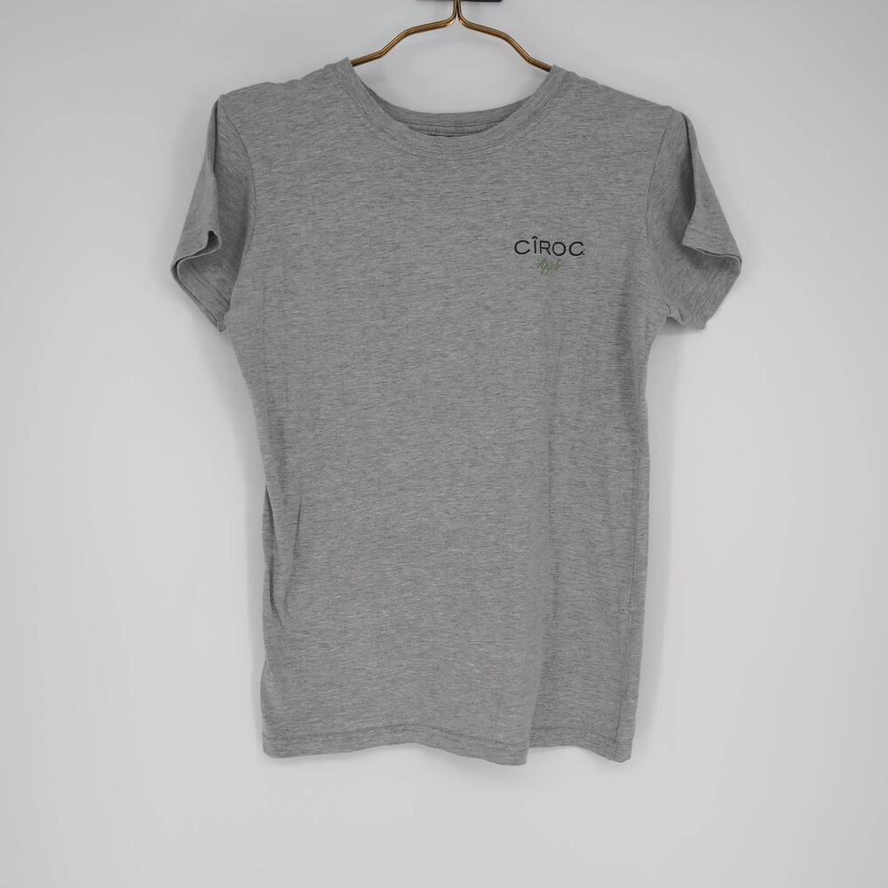 Ciroc Apple Women's Distressed Gray / Grey Crewneck T-shirt Tee - Size L - VGUC